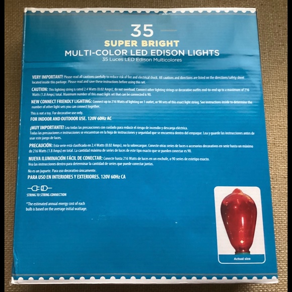 Holiday Time 35 Super Bright Multi-Color LED Edison Lights New - Picture 7 of 7